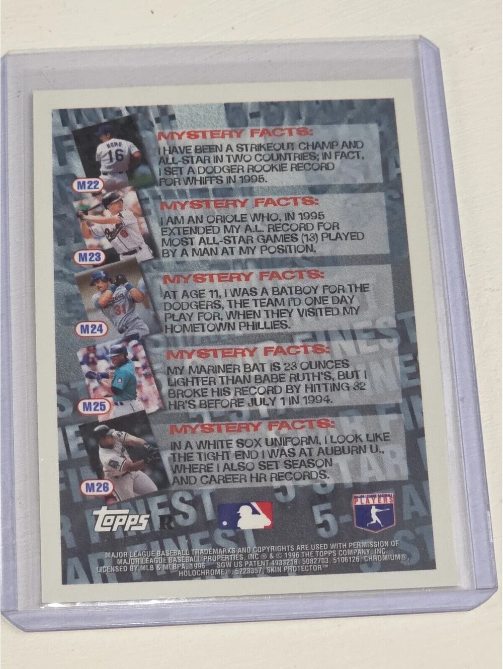 Hideo Nomo STAR REFRACTOR CARD TOPPS FINEST LOS ANGELES DODGERS MINT HOF